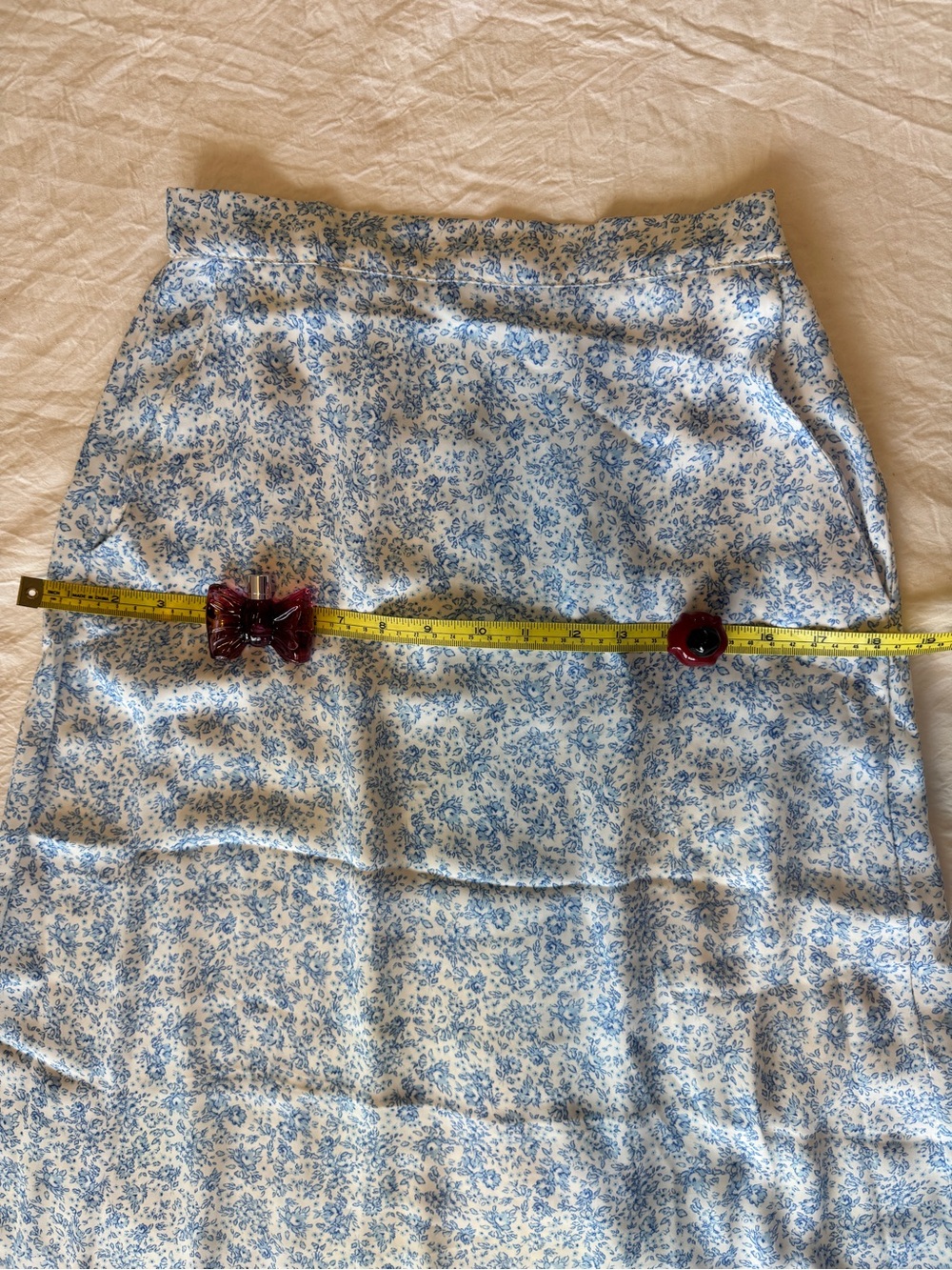 RESA, White and Blue Floral Midi Skirt, XS, Has Pockets!!! - Picture 4 of 12